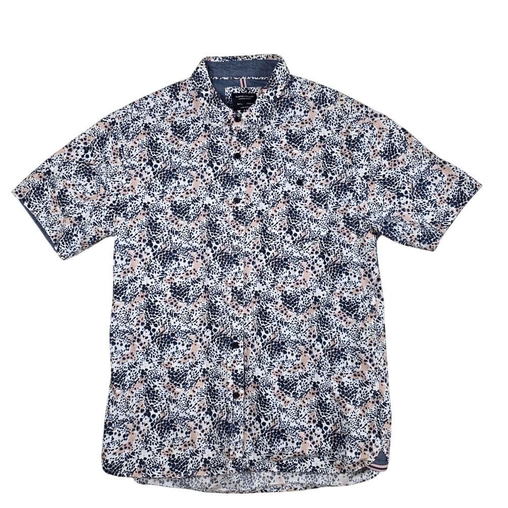 Sunrise Kingdom Shirt Men’s L Multicolor Abstract Print Short Sleeve Button Up
